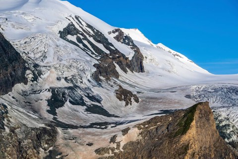 Pasterze glacier in the Hohe Tauern Nature Park at the foot of the Grossglockner, Fusch, Salzburg,