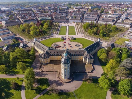 Aerial view of Karlsruhe Palace with Palace Square, Karlsruhe, Baden-Württemberg, Germany