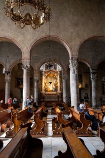 Interior view, pews, San Giusto Martire Cathedral, Trieste, Friuli-Venezia Giulia region, Italy