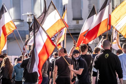Party Die Heimat, successor of the NPD, demonstrates in downtown Essen on May 1, demands