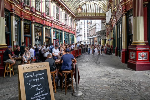 Leadenhall Market, Victorian era market hall, interior view, City of London, London, England, Great