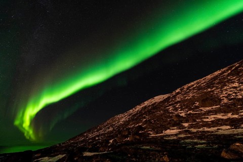 Northern Lights (Aurora borealis), Söröya, Finnmark, Norway, December 2018