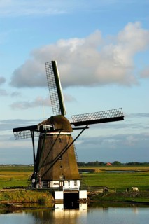 Windmill, thatched, Getreude, Texel, the Netherlands, August 2006, Texel, the Netherlands