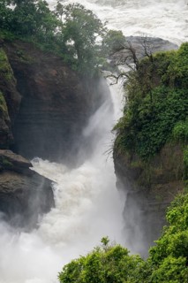 Masses of water tumble down over rocks, Murchison Falls, White Nile, Murchison Falls National Park,