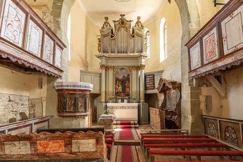 Interior of the Saxon fortified church in Viscri or Deutsch-Weisskirch, Transylvania, Romania
