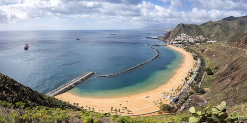 Tenerife beach Playa de las Teresitas seaside vacation tour panorama in San Andres, Spain