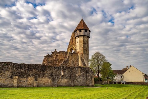Ruin of the monastery Kerz in Carta or Kerz, Transylvania, Romania