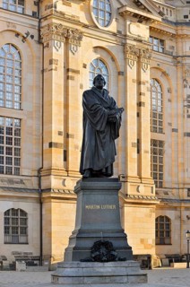 Martin Luther Memorial or Luther Memorial in front of the Church of Our Lady, Dresden, Saxony,