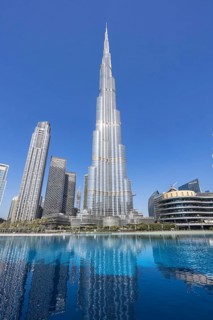 Dubai Burj Khalifa Skyline tallest building in the world with Dubai Mall in Downtown Dubai, United