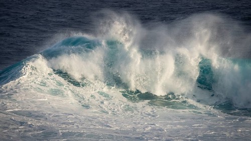 Sea, high breaking waves. La Palma, Canary Islands, Spain