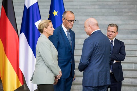 Mette Frederiksen Denmark, Federal Chancellor Friedrich Merz Germany, Christian Stocker Austria and