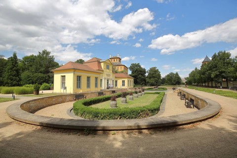 Orangery with castle garden from the baroque Moritzburg Castle, Zeitz, Saxony-Anhalt, Germany