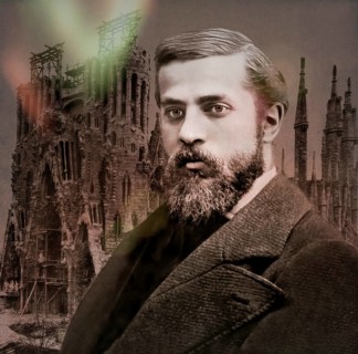 Portrait of Antoni Gaudí i Cornet, 1852 – 1926, Catalan architect and designer from Spain, the