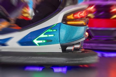 Close-up of bumper car at a folk festival