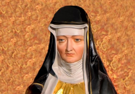 Figure of Hildegard of Bingen, Sibyl of the Rhine, 1098 – 1179, German Benedictine abbess and