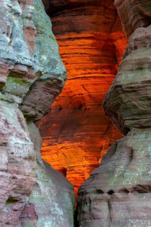 Buntsandsteinfels, glowing rock, Altschloßfelsen, Dahn, Dahner Felsenland, Palatinate Forest,