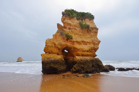 Rock formation on the coast, Praia Dona Ana, Lagos, Algarve, Portugal