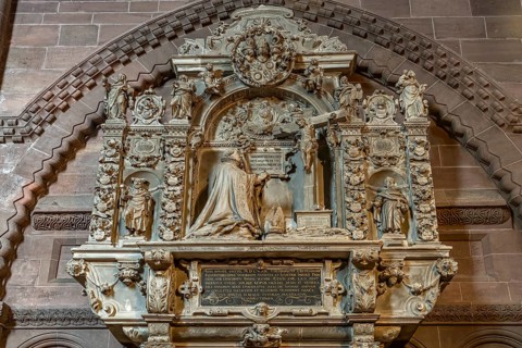 Epitaph for Bishop Dietrich von Bettendorf in the interior of St. Peter's Cathedral in Worms,