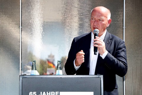 Kai Wegner (Governing Mayor of Berlin) speaks at the press conference marking the 65th anniversary