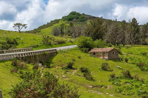 Mountain pass in the Basque Country on Pico Jaizkibel near Hondarribia on the border between France