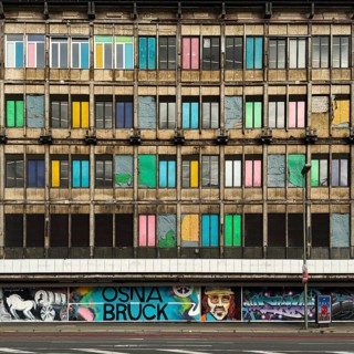 Artistically designed, dilapidated, former Galeria Kaufhof department store, eyesore in the city