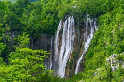 Veliki Slap Waterfall. The highest waterfall in the Plitvice National Park is the large waterfall