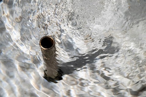 Drain, marble water basin, San Giovanni Battista Roman Catholic Church, Mogno, Maggia Valley, Valle