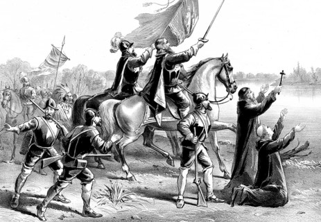 The discovery of the Mississippi River by the Spanish conquistador Hernando de Soto and his