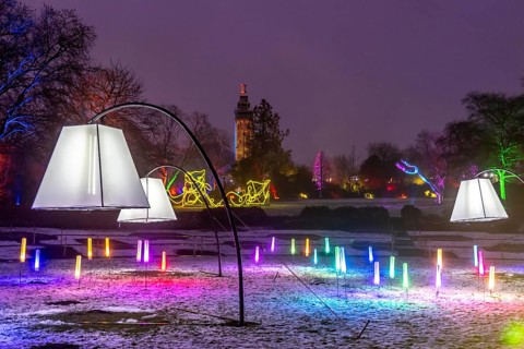 Park lights, events in winter, in the Grugapark in Essen, many different light installations,