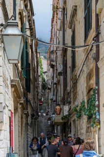Tourists visit the side streets and cafes in Dubrovnick's old town, Dubrovnick, Croatia