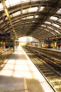 Public transport and rail transport, S-Bahn trains on the renovated platforms of Berlin Central