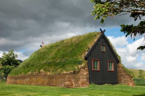 Europe, Iceland, Iceland, Vidimyri, near Varmahlid, church, Vidimyrarkirkja, 1834, Torfkirche,