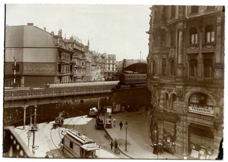Berlin, Mitte, Börse railway station, later Hackescher Markt, Stadtbahn, historic city view with