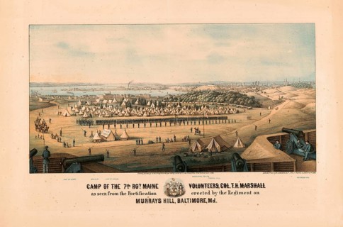 Camp of the 7th Maine Infantry Regiment under Colonel T.H. Marshall on Murrays Hill in Baltimore,