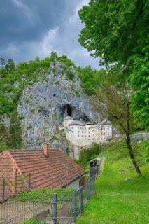 Predjama Castle, Predjama, Inner Carniola region of Slovenia. This is a 13th-century castle built