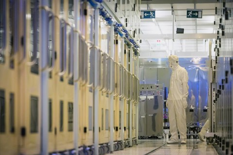 Clean room of Infineon Technologies AG's new Smart Power Fab in Dresden on June 10. The Smart Power