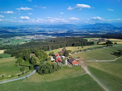 View of Horben viewpoint with Lake Zug and Rigi in the back, Beinwil Freiamt, Canton of Aargau,