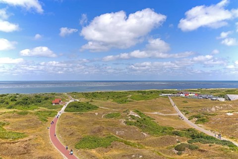 Way through the dunes to the beach, sports center, North Sea, Langeoog, East Frisia, Lower Saxony,