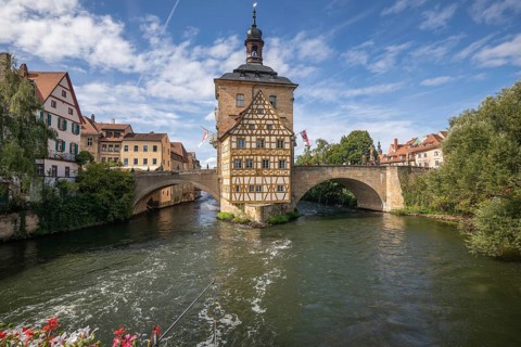 20 August 2026, View of the historic Old Town Hall during the 76th Sandkirchweih folk festival in