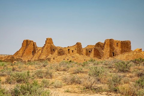 Pueblo Bonito at Chaco Culture National Historical Park in New Mexico. The park preserves the