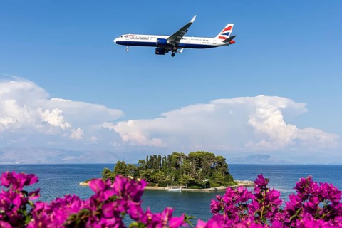 A British Airways Airbus A321neo aircraft with the license plate G-TNEG at Corfu airport, Greece