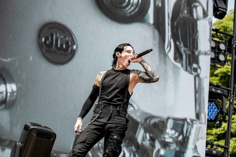 Andrew Andy Biersack, singer of Black Veil Brides live at Rock im Park on Zeppelin Field in