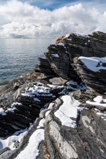 Rocky coast, Söröya, Barents Sea, Finnmark, Norway, May 2019
