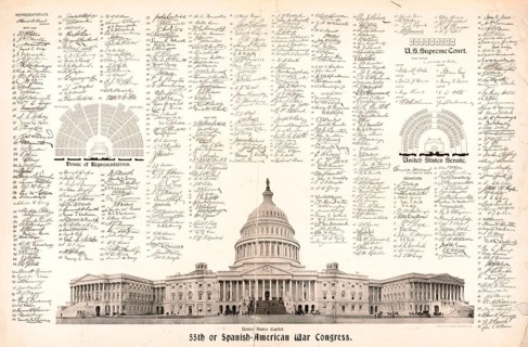 United States Capitol during the 55th Congress.The image contains signatures and lists of members