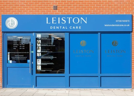 Local services Leiston Dental Care dentist surgery shopfront, Leiston, Suffolk, England, UK