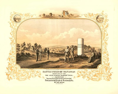 Historical lithograph commemorating the First Battle of Bull Run, First Battle of Manassas, dated