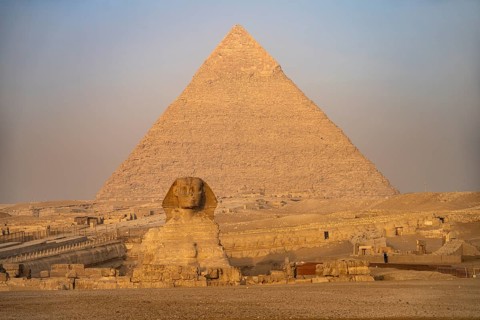 The Great Sphinx and the Pyramid of Chephren in Giza, Egypt