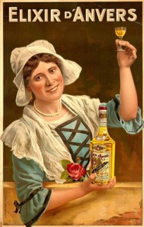 Advertising poster, beverage advertisement, advertising poster for Elixir d'Anvers, a Belgian