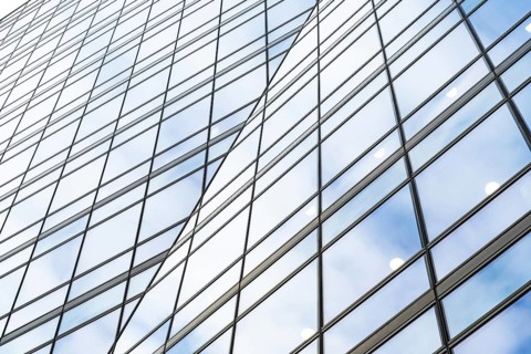 Abstract concept architectural detail of a corporate office building in the financial district of