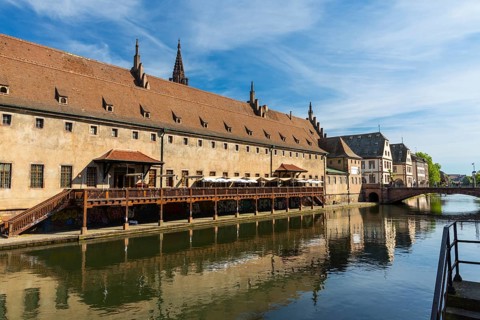 Wine Bar, L' Ancienne Douane, Ill, historic waterfront building, Strasbourg, Alsace, France